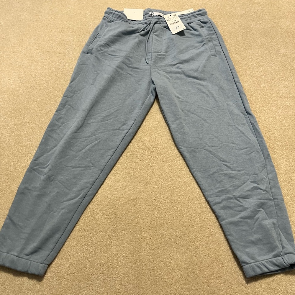 Zara Men's Dusty Blue Drawstring Joggers